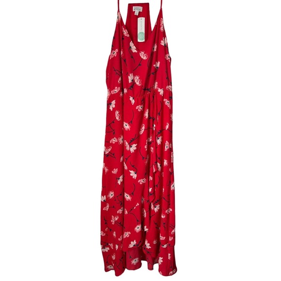 Market Spruce Dresses & Skirts - Market & Spruce Womens Dress Size XL Red Floral Faux Wrap Sleeveless Long Maxi